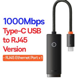 Adaptateur réseau Ethernet USB BASEUS pour Macbook Pro Air adaptateur Ethernet USB C vers RJ45 pour carte réseau Xiaomi Mi TV Box S - Type Black USB-C 1000M #A