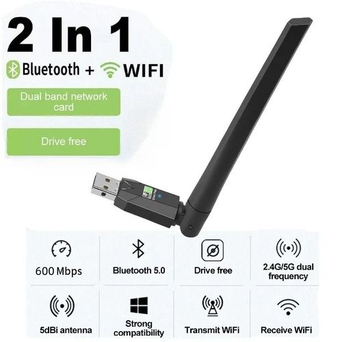 AX900 WiFi6 adaptateur USB Bluetooth 5.3 double bande 5G 2.4G 2in1 Wifi 6 Mini USB Dongle récepteur réseau sans fil pilote gratuit - Type 600Mbps BT5.0 WIFI 5