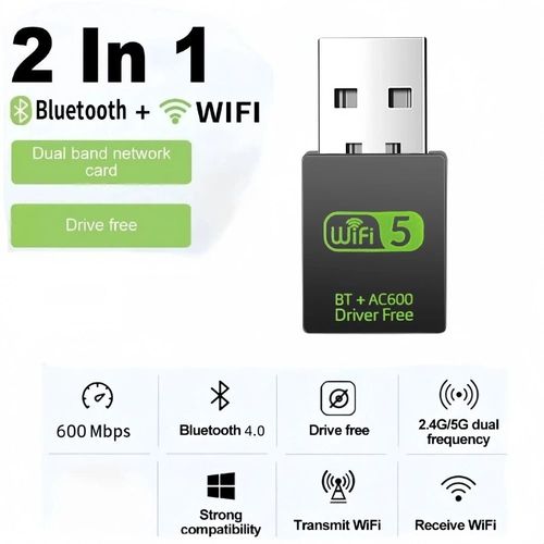 AX900 WiFi6 adaptateur USB Bluetooth 5.3 double bande 5G 2.4G 2in1 Wifi 6 Mini USB Dongle récepteur réseau sans fil pilote gratuit - Type 600Mbps BT4.0 WIFI 5