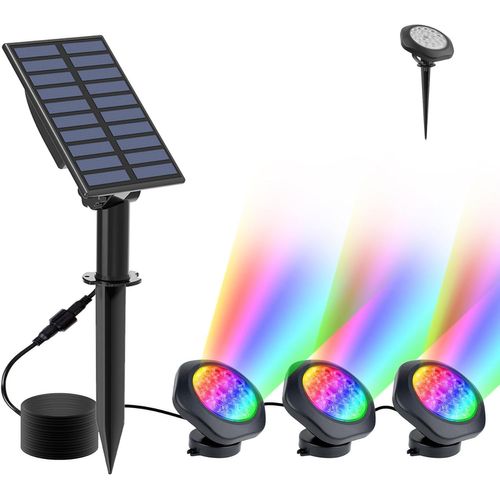 Lampes Solaire De Bassin Rgb, 5.5v Changement De Couleur Eclairage Solaire Bassin, 6 Couleurs Lampe Solaire, Étanche Ip68 Lumiere Bassin Immergée Pour Aquarium, Fontaine, Étang, Jardin, 3 En 1.[G249]