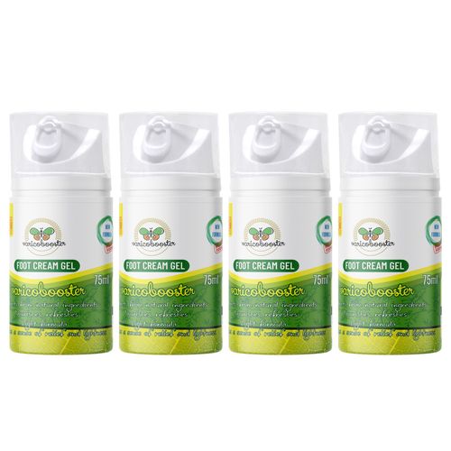 Varicobooster 4x75 Ml : Crème Cosmétique À Nouvelle Formule Pour Le Soin Des Jambes. Convient Aux Hommes Et Aux Femmes. Combat La Fatigue, Soutien, Soulagement De La Lourdeur, Légèreté Et Confort. 