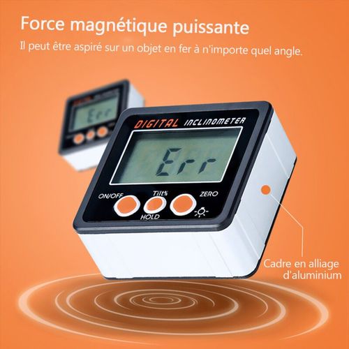 Inclinomètre Numérique, 0-360°, Base Magnétique