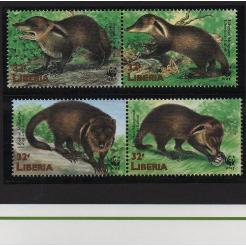 Liberia Timbres Animaux : Les Mangoustes 1998