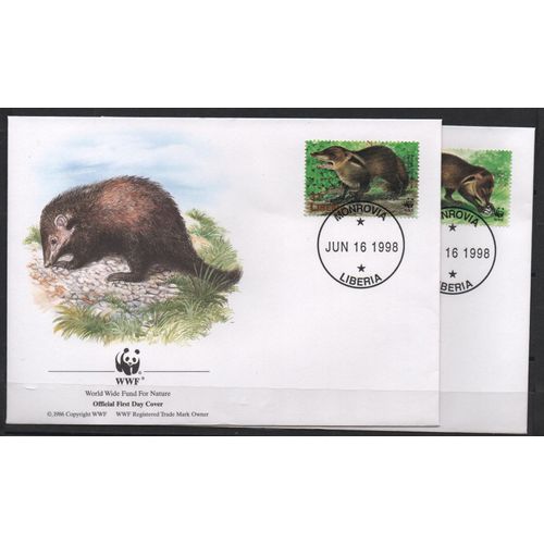 Liberia Timbres Animaux : Les Mangoustes 1998 4 Fdc