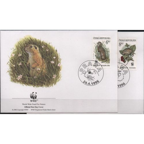 République Tchèque Timbres Animaux : Les Rongeurs 4 Fdc 1996