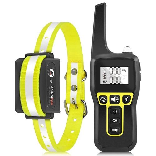 Collier De Dressage Pour Chien, 1000m Collier Anti-Aboiement Électronique Et Rechargeable, Collier Réglable Et Étanche Ip67 Avec 3 Modes Son Vibration Choc Pour Petit Moyen Grand Chien.  Jaune