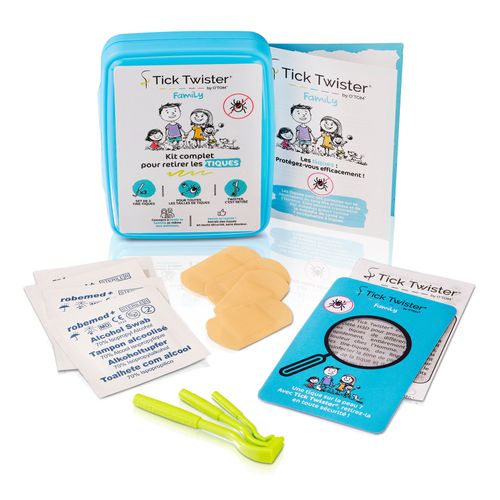 Tire Tique Pour Chien, Chat Et Humain. Kit Complet Avec Pince À Tique (Set De 3), Lingettes Désinfectantes, Pansements, Loupe Et Boîte De Rangement Pour Toute La Famille