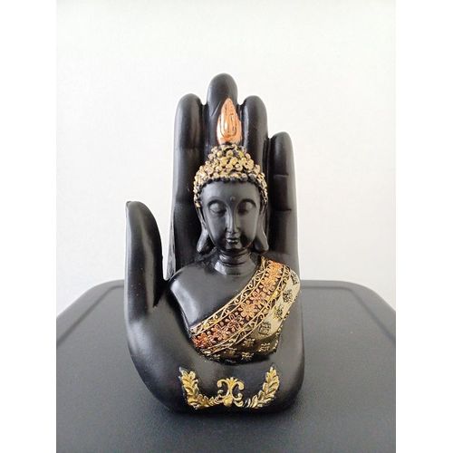 Statue Résine Bouddha sur Main 18 cm
