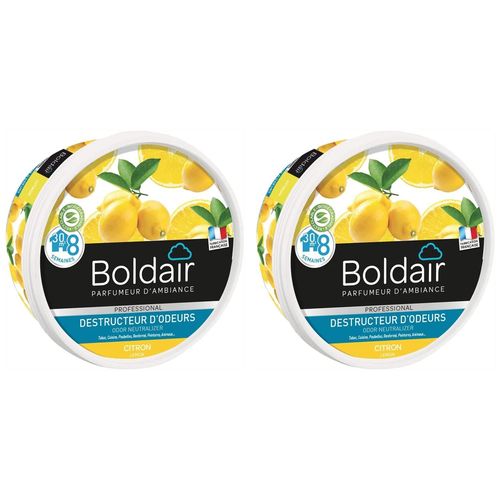 BOLDAIR Lot de 2 Pots 300g Gel destructeur d'odeurs citron
