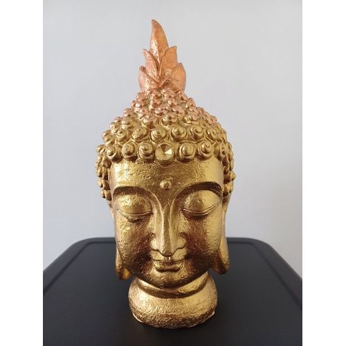 Statue Résine Tête de Bouddha Or 28 cm