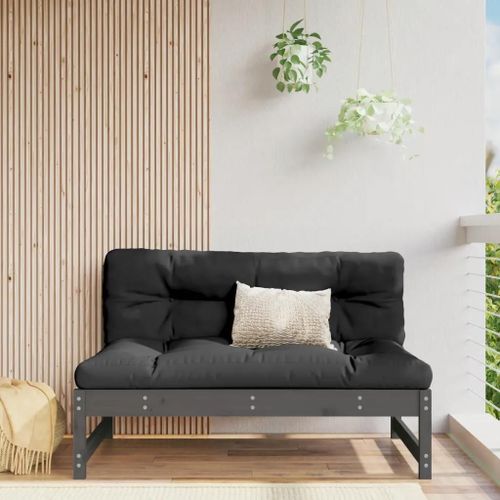 Canapé Central 120x80 Cm Gris Bois De Pin Massif