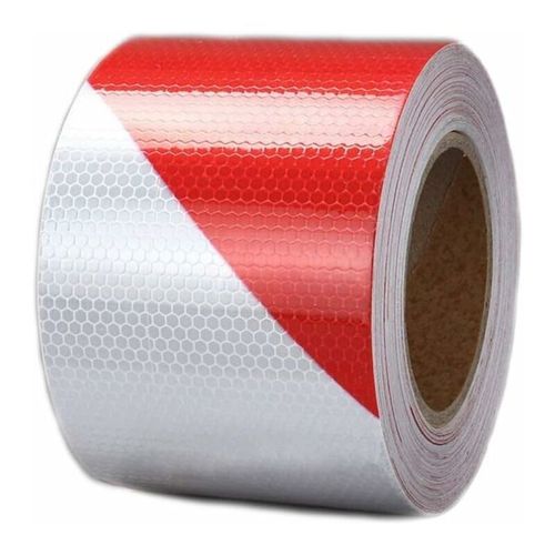 Ruban de Signalisation Rouge et Blanc Bande Reflechissante Autocollante Avertissement De La Circulation Nuit De Autocollant Reflechissant Voiture Marquage Sol,5cm x 25m