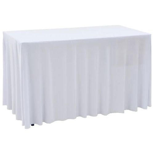 Nappes Élastiques De Table Avec Jupon 2 Pcs 243x76x74cm Blanc