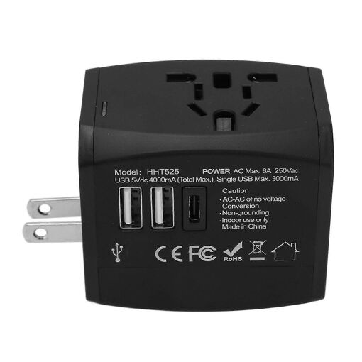 Adaptateur secteur de voyage universel 6A 2xUSB3.0A USB C Adaptateu...