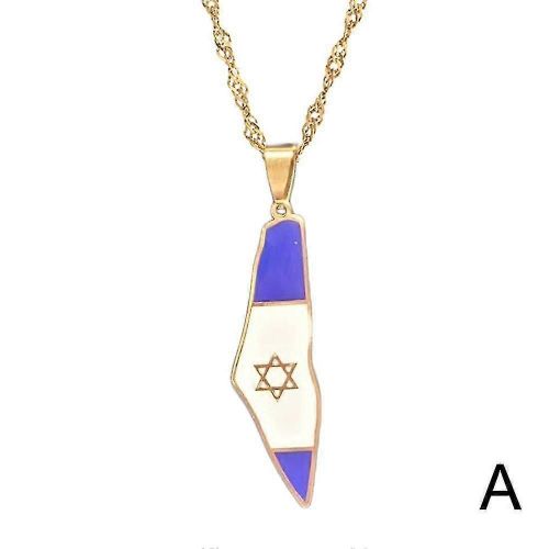 Israël Drapeau Carte Pendentif Collier Or Chaîne En Argent Bijoux Cadeau