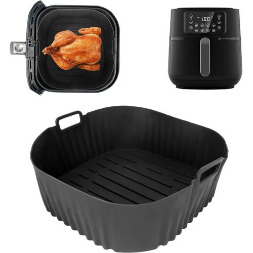 6pcs Moule Silicone Air Fryer, Plat Silicone Air Fryer, Moule Air Fryer Réutilisable Plat Pour Air Fryer, Cuit Oeuf Micro Onde Moule For Air Fryer, Air Fryer Accessoires (Noir)