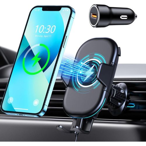 15w Qi Chargeur Induction Voiture Avec Rapide Adaptateur Qc 3.0, 360° Rotation Support Téléphone Voiture Induction De Grille D'aération Compatible Avec Iphone 16/15 Galaxy Autres Appareils Qi