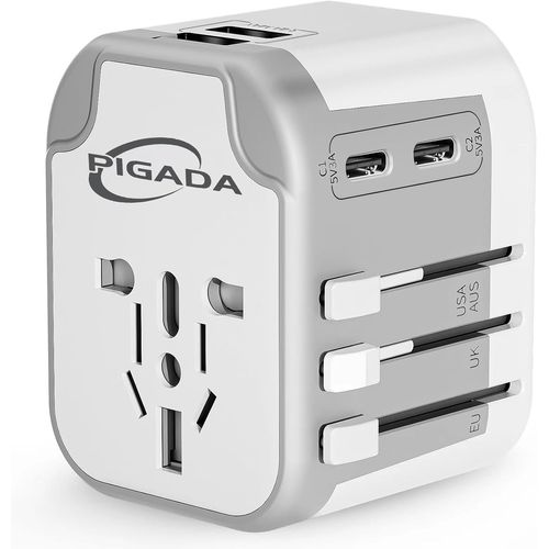 Adaptateur De Voyage Electrique Avec 2 Usb Et 2 Type C, Adaptateur Prise Universelle France Vers Usa Canada Uk Italie Australie Chine Japon Thaïlande