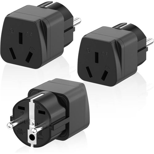 Adaptateur De Voyage 3 Pièces Australie Vers Ue, Adaptateur De Prise Schuko Chine Vers Ue, Prise De Voyage, Prise Australie/Chine/Nouvelle-Zélande Et Fidji Vers L'Allemand, (Blanc)