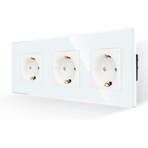 Prise Simple En Gris, 16 A En Verre, Prise Schuko Encastrée, Contact De Protection, Prise Murale 86 Mm, 250 V, 1 Compartiment