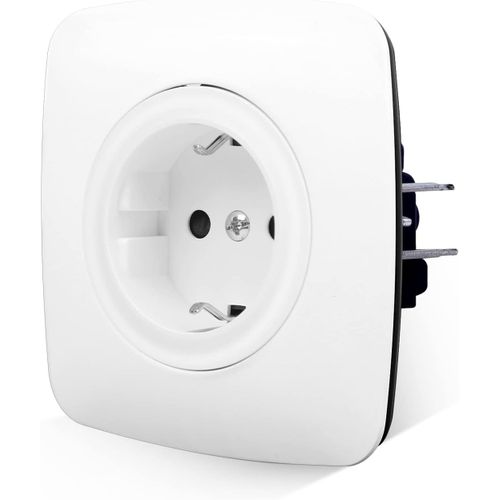 Prise Simple En Gris, 16 A En Verre, Prise Schuko Encastrée, Contact De Protection, Prise Murale 86 Mm, 250 V, 1 Compartiment
