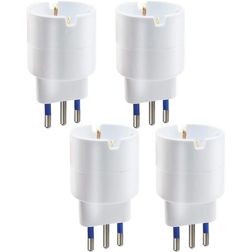 Lot De 4 Adaptateurs Schuko Vers Petite Prise 10 A Blanc