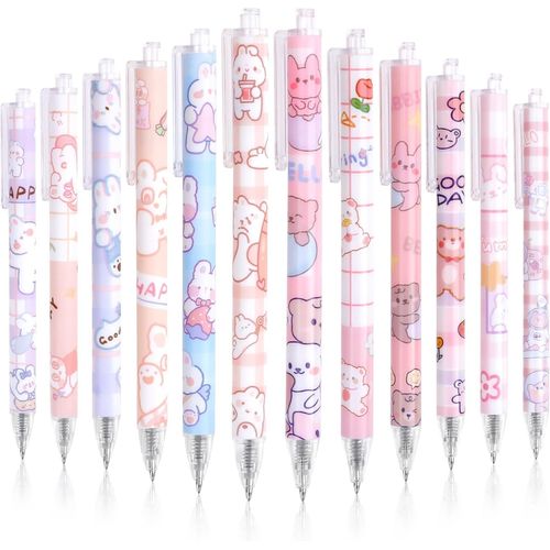 Gothicana By Emp- Lot De 4 Stylos Gel Effaçables, Thèmes Dino, Teddy Bear, Corgi, Llama, Boule Sur Les Extrémités Pour Enlever L'encre, Noir, Bleu, Vert, Rouge, Thermosensible, Diamètre De La Pointe