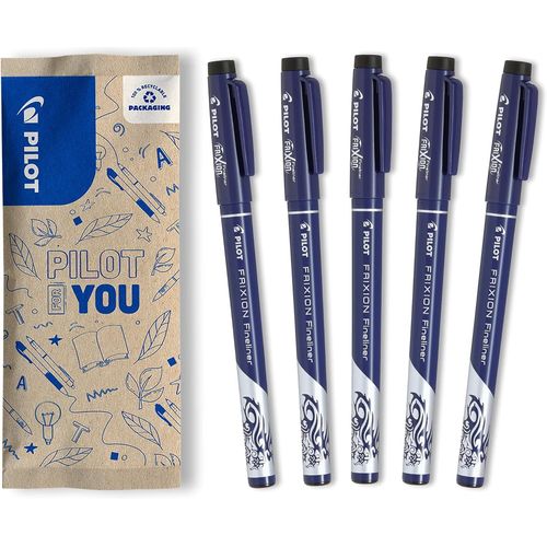 Gothicana By Emp- 5 Frixion Fineliner - Feutres D'écriture À Encre Gel Effaçable - Bleu - Pointe Fine