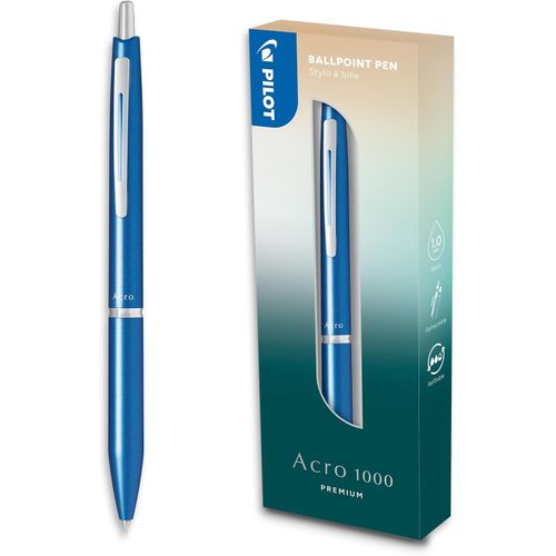 Gothicana By Emp- Stylo Bille Premium Acro 1000 Argenté En Coffret Cadeau - Encre Ultra Douce Pour Une Fluidité D¿Écriture Inégalée - Stylo Bille Rechargeable Et Rétractable - Encre Noire - Pointe Mo