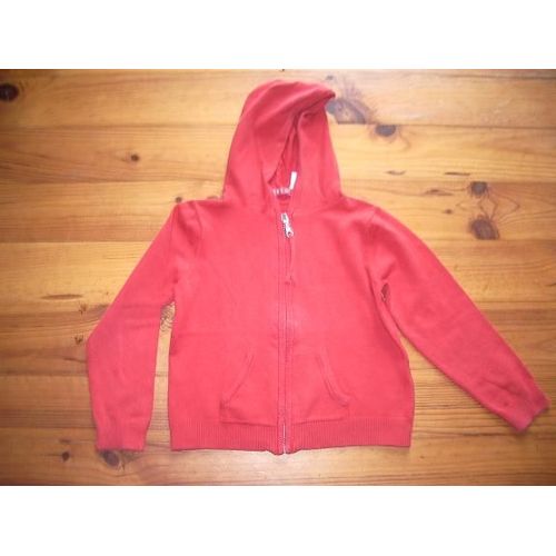 Gilet Edeis À Capuche Rouge 6 Ans 114cm Poches Kangourou