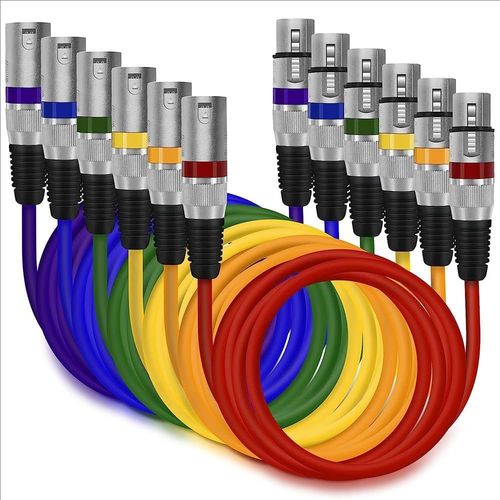 GOTHICANA BY EMPCâbles Xlr Symétriques,Câbles Xlr 2M,Câbles De Signal Dmx Pour L'Éclairage De Scène Câbles Dmx 3 Broches Mâle/Femelle 2M,Cable Xlr(Paquet De Six)Câbles De Patch Pour Microphones Multi