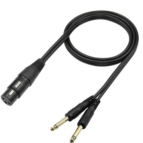 GOTHICANA BY EMPXlr Vers 6.35Mm Y Splitter Audio Câble Xlr Femelleà 2 Ts 1/4 Mono Double Prise Stéréo Câble 3Pinxlr À Double 6,35Mm Convertisseur Câble, Pour Microphone Amplificateur Mixeur, 1M/3.3Ft