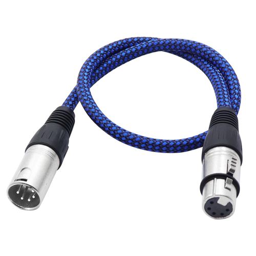 GOTHICANA BY EMPCâble Micro Court En Métal À 5 Broches Xlr Mâle Vers Femelle Câble Tressé En Nylon Haute Performance Symétrique Compatible Avec Haut-Parleurs, Microphones, Éclairage De Scène Et Plus