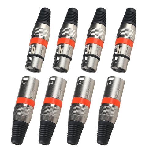 GOTHICANA BY EMP4Pack Cabl Dmx Connectique Xlr 3 Broche Prise Xlr À Souder, Fiches Xlr Audio Connector 3 Pin Adaptateur Embase Pour Cordon Xlr Male Femelle, Microphon Cannon Xlr Prise Dmx Cables Nc3F