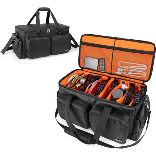 GOTHICANA BY EMPSac De Rangement Pour Câbles Dj Avec Séparateurs Réglables Et Poche D¿Ordinateur Portable 15,6"", Sac Organisateur De Musicians Gig Pour Équipement Dj, Microphones, Équipement De Musiq