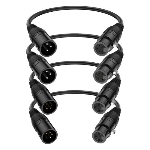 GOTHICANA BY EMPCâble Xlr, Xlr Mâle 3 Broches Vers Xlr Femelle 5 Broches Et Xlr Femelle 3 Broches Vers Xlr Mâle 5 Broches Câble Audio, Paquet De 2 5 Broches À 3 Broches Câbles D¿Éclairage Dmx, 30 Cm