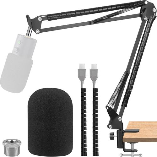 GOTHICANA BY EMPSupport De Microphone Pour Razer Seiren X Microphone Avec Mousse Coupe - Vent, Filtre À Éclatement Et Protection De Câble, Adaptateur À Vis 5/8 Pour La Diffusion Et L'Enregistrement