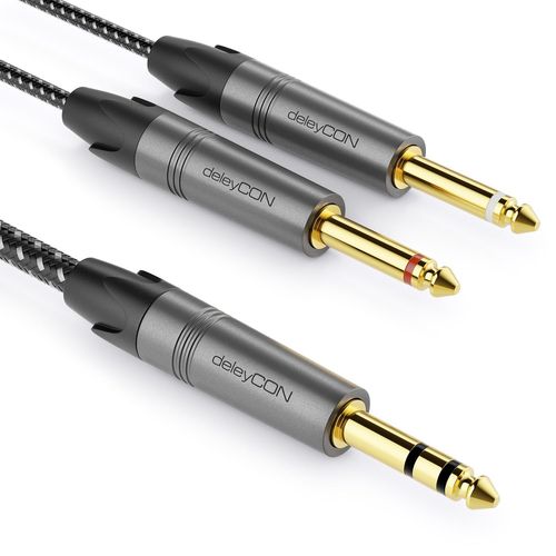 GOTHICANA BY EMP3,0M Jack 6,3Mm Stéréo Vers Câble Mono 2X Jack 6,3Mm - Câble D'Insertion Câble Audio En Y Splitter Interface Numérique Câble D'Instrument Pour Mixeur, Guitare, Amplificateur, Micropho
