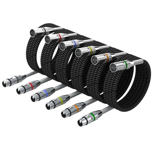 GOTHICANA BY EMPLot De 6 Câbles Xlr En Nylon Tressé Xlr Mâle Vers Femelle À 3 Broches Pour Préamplis/Systèmes De Haut-Parleurs Et Autres Appareils Audio Xlr
