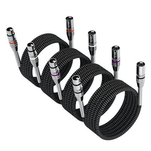 GOTHICANA BY EMPLot De 4 Câbles Xlr Mâles Vers Femelles, Câbles De Raccordement Xlr Pour Haut-Parleurs Alimentés, Interface Audio Professionnelle, Performance Audio Professionnelle Et Appareils D'Enr