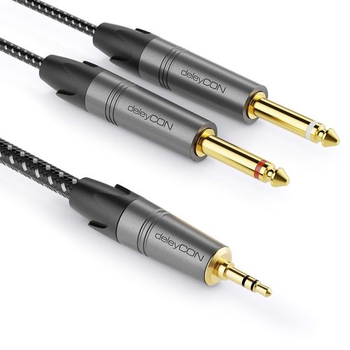 GOTHICANA BY EMP5M Jack 3,5Mm Stéréo Vers Câble Mono 2X Jack 6,3Mm - Câble Audio En Y Splitter Interface Numérique Câble D'Instrument Pour Mixeur, Enregistreur Audio, Guitare, Amplificateur, Micropho