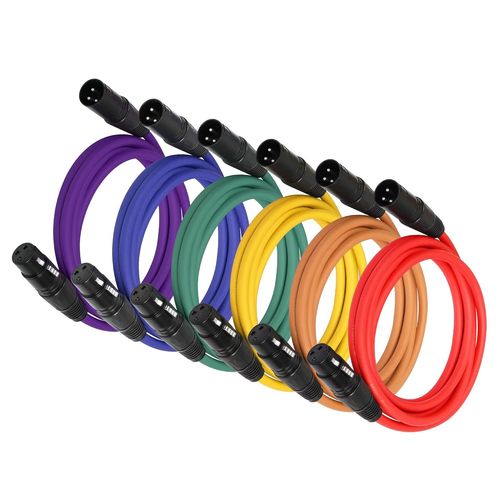GOTHICANA BY EMPLot De 6 Câbles Xlr Dmx 3 Broches M Vers F Pour Enregistreur De Studio, Micro, Mixeur, Système De Haut-Parleurs - 6.5Ft
