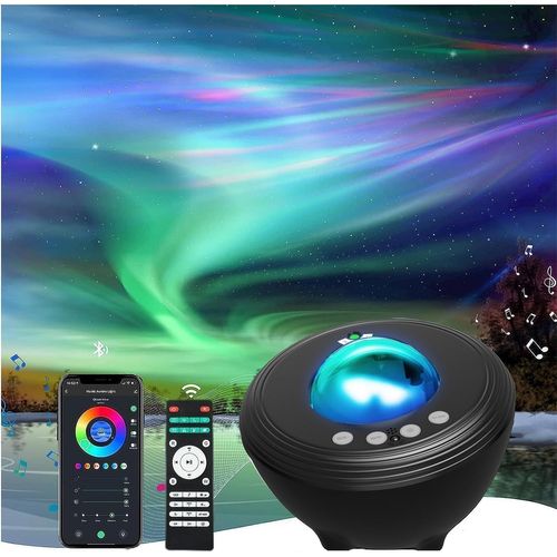 Gothicana By Empprojecteur Ciel Etoile Galaxie Aurore Boréale Veilleuse Musicale Et Lumineuse Planetarium Lampe Plafond Pour Adulte Enfant Avec Somnifères Bruit Blanc, Compatible Avec Alexa ¿ Noir