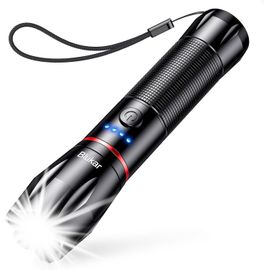 Gothicana By Emplampe Torche Led Rechargeable,2000lm Lampe De Poche Led Ultra Puissante, Torche Tactique En Aluminium, Ipx6 Étanche, 5 Modes D'éclairage & Zoomable Pour Camping/Randonnée/Urgence
