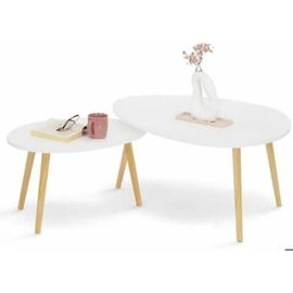 Lot De 2 Tables Basses Gigognes Laquées Blanc Scandinave