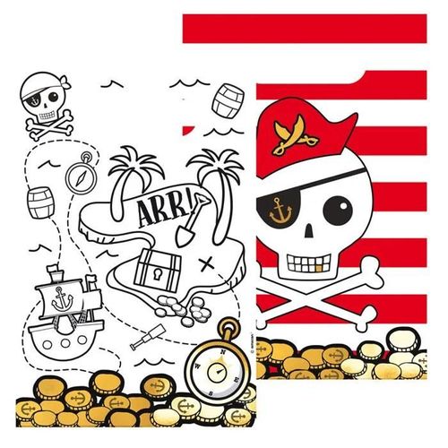8 Sachets Cadeaux Fête Pirates 16x23cm Rouge, Bordeaux