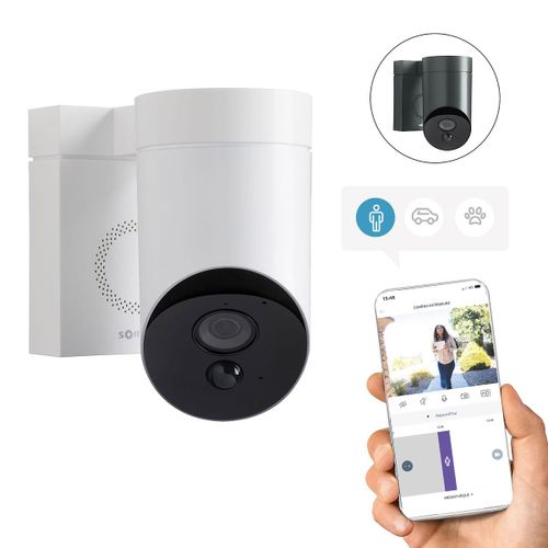 Outdoor Camera blanche 2 - Caméra de surveillance extérieure wifi - 1080p Full HD - Sirène 110 dB - Branchement possible sur luminaire existant