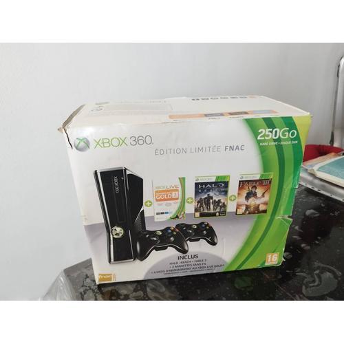 Boite Vide Console Microsoft Xbox 360 Slim 250 Go Pack Limitée Fnac Avec Halo Reach Fable 3 2 Manette Et 4 Mois D'abonnement Xbox Live Gold