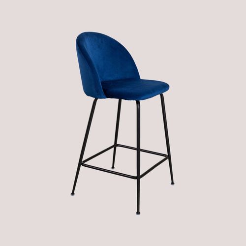 Pack De 2 Tabourets Hauts En Velours Kana Design Noir ¿65 Cm