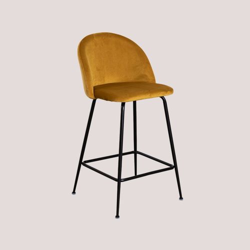 Pack De 2 Tabourets Hauts En Velours Kana Design Noir ¿65 Cm